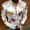 Męskie koszule swobodne wiosny i jesień mężczyźni Casual Fashion Crown Flower Druku