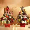 Dekoracje świąteczne różowe czerwone drzewo 35/50 cm mini sztuczne LED LED Light Light Home Desktop Gifts Pine Zestaw sosny