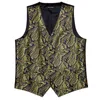 Mäns västar 5st Barry.Wang Gold Paisley Wedding Vest For Men Suit Silk Slips Manschettknappar Broscher Set Formal Business