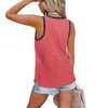 Koszule damskie Hirigin 2023 Kobiety letni czołg Topy Solidne szwy okrągłe kamizelki bez rękawów z kieszenią dla dziewcząt 8 kolorów