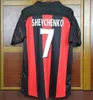 KAKA 90 91 Maglie da calcio retrò casalinghe 96 97 Gullit FUTBOL JERSEY 02 03 04 Maldini Van Basten RONALDO Inzaghi Maglia AC MILANS 1988 SHEVCHENKO de foot Vintage