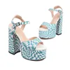 Sandaler European American Nightclub Womens Shoes Spring Summer Fashion Printing Thick High Heel Sole 230220