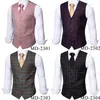 Herrenwesten 5 Farben Plaid-Stil Anzug Weste für Männer Krawatte Set Slim Fit V-Ausschnitt Kragenlose männliche Weste Gilet Casual Business Barry.Wang