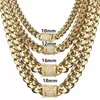 2023 Chain 8/10/12/14/16/18mm Designer Trendy Jewelry 316L Stainless Steel Gold Color Miami Cuba Bend Ring Chain Necklace for Men and Women 7-40" Chain