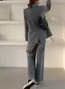 Женские брюки женская брюки костюм повседневная куртка с длинным рукавом с высокой талией Женские 2 штуки Blazer Set Ladies Fashion Elegant Pant костюм 230220