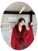 Scarves Women's Luxury Batwing Sleeve Cape Real Fur Trim Collar Clark Poncho Sweater Wraps