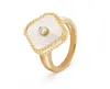 Lucky Clover Ring a Four Leaf Cleef Love Gold Rings for Women Mens Luxury Wedding Anelli