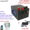 12V Batterispack 200AH LifePo4 Batterisladdningsbart litiumbatteri med Bluetooth BMS 12V Marine Motor Outdoor Engine Special C