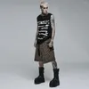 T-shirts pour hommes PUNKRAVE gilet pour hommes Punk vêtements quotidiens impression T-shirt sans manches squelette gothique haut en tricot élastique