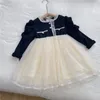 Flickklänningar 2023 Girls Baby Spring Autumn Fashion Mesh Dress Kids Elegant Princess Birthday Children kläder Vestidos