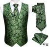 Men's Vests Fashion Blue Men Suit Vest Tie Set Silk Paisley Waistcoat Silm Fit Formal Business Party Weeding High Quality 3XL Barry.Wang