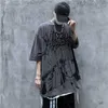 Erkek Tişörtler Kore Trendi Koyu Tshirt Hiphop Graffiti Anime Baskı Yaz Büyük Boy Büyük Boyu Kısa Çevneli Gömlek Erkekler Kadın Unisex Tees Z0220