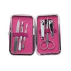 Nail Art Kits 6 In 1 Pink Color Home Travel Manicure Pedicure Set Kit Care Beauty Tool Holiday Birthday Christmas Gifts For Women Girls