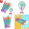 Makeup Brushes 11Pcs Mermaid Foundation Eyebrow Eyeliner Blush Cosmetic Concealer Pinceis De Maquiagem Brochas Para Maquillaje Drop Dhe4L