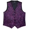 Kamizelki męskie 5pcs Barry. Purple File Floral Wedding Vester for Men Suit Silk Nectie Mankiety Mankiety Ustaw formalne kamizelki biznesowe