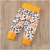 Kläder set baby childrens pojkar flickor faller kläder söt långärmad leopard regnbågen tryck romper lägg till topp knut hatt 3 st set drop de dhcp8