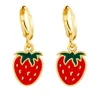 Hoop Earrings Lovely Pair Of Tropical Fruit Drop Oil Banana Strawberry Glass Watermelon Pendant Gold Copper Ornaments Jewelry