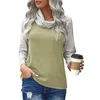 Women's T Shirts 2023 Autumn Winter Women's Tops Fashion Striped Turtleneck Color Matching Long-Sleeved T-Shirt Ladies Casual Loose