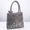 Neue großvolumige Schwerindustrie-Galvanik-Perlenhandtasche. Vielseitige tragbare Damen-Umhängetasche mit handbesetzten Acrylperlen 230220