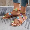 Sandals Summer Women Sweet Boho Pearl Decoration Leather Flats Plus Size Beach Sand Holiday Shoes Zapatos 230220