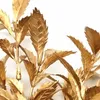 Dekorativa blommor kransar glänsande gyllene konstgjorda växter guld silver blad scen layout juldekor blommor bukett glitter pulver gren bröllop deco t230217