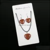 Earrings Necklace Fashion Natural Red Agates Malachite Tiger Eye Stone Jewelry Set Heart Pendants Necklaces For Women Men Drop Del Dhj2R