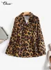 Damskie garnitury Blazery Celmia Leopard Print Office Kurtki Modne Light Rueve Light Owezyjna odzież 2023 Autumn Pocket Blazer Elegancki sui