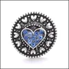 Charms Retro Black Heart Love Rhinestone Snap Button Women Jewelry Findings 18Mm Metal Snaps Buttons Diy Bracelet Jewellery Wholesal Dhdyv