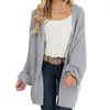 Women's Knits Fashion Women's Loose Casual Knit Mid-length Cardigan Solid Color Long-sleeved Sweater S/ M/ L/ XL For Autumn