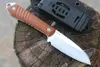 1Pcs M6699 Survival Straight Knife 14C28N Satin Blade CNC Full Tang Flax Handle Outdoor Camping Hiking Hunting Fixed Blade Knives with Kydex