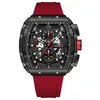 Wristwatches Fashion Men Watch Luxury Top Brand Sports Quartz Watches Waterproof Chronograph Wristwatch Relogio Masculino Red Silicone Strap