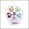 Charms por atacado Cristal Sier cor coruja bot￣o Snap Heart Women Pintura de joias Agradecemos Rhinestone 18mm Metal Snaps Buttons Di dhcj4