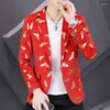 Herrar 2023 Spring Gilding Men Blazers Korean Slim Fit Business Day Jacketkläder Social Office Coat Streetwear Tops