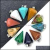 Charms Naturalne kryształowe kamienie stożkowe oko czarne onyks onyksowy kwarc Kamienne Krzyki Charm Pendanty do biżuterii Makin Hjewelry Drop Deliv dhkqc
