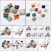 Pendant Necklaces Natural Stone Square Necklace Opal Tigers Eye Pink Quartz Crystal Chakra Reiki Healing Pendum Drop Delivery Jewelr Dh0To