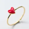 Clusterringe 925 Sterling Silber Fashion Schmuck rote Herz Ring Mädchen Kinder Frauen Geschenk Gold Farbe Offener Tropfen