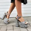 Sandals European American Nightclub Womens Shoes Spring Summer Fashion Printing Thick High Heel Sole 230220