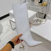 Winter Pointed Toe Wine Glass Heel High Heeled Boots Snake Print Sexy Large Size One Foot Stirrup Fashion Women's Boots 122823a