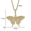 Pendant Necklaces Micro Paved CZirconia Bling Iced Out Butterfly Necklace For Women Men Hip Hop Rapper Jewelry Rose Gold Silver Color