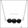 H￤nghalsband sier guldf￤rg svart lava sten p￤rla halsband vulkanisk rock aromaterapi eterisk olja diffusor f￶r kvinnor smycken dhgac