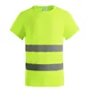 Camisetas masculinas de segurança reflexiva de camiseta fluorescente de alta visibilidade Homens de verão respirável correndo