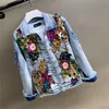 Women's Jackets Fashion Sequins Flower Diamond Denim Jacket Spring Autumn Single Breasted Long Sleeve Jeans Coat Female Slim Outwear G1695Wo