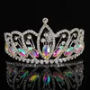 Tiaras 2021 New Colorful Crystal Crown Wedding Bridal Women's Hair Accessories For Girls Birthday Fashion Headdress Bride Tiara Clip Z0220