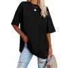 Women's T Shirts Solid Color Vintage Tunic Oversized T-Shirt Female Clothing Fashion Autumn Basic Harajuku Top Women 2023 Half Sleeve Shirt