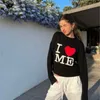 Women s Sweater Knit Love Me Letter Print Pattern Long Sleeve Slim Pullover Aesthetic Fashion Harajuku Kawaii Fairy Y2K fairycore Sweater 230217