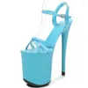 Sandals Sexy Word Buckle Women 2023 Summer Patent Leather 20CM Thin High Heels Open Toed Waterproof Platform Shoes Woman