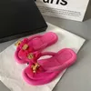 Slippers Fashion Bowknot Women's Slippers 2023 New Summer Indoor and Outdoor Flip Flops Beach Smooth Ladder Home Nonslip EVA Slippers Z0220