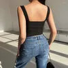 Serbatoi da donna Y2K vestiti streetwear Black Crop Top E-Girls Sexy Wide String Wams Cancella