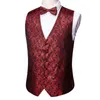 Vaists pour hommes 5pc Designer pour hommes costumes de mariage gilet classique Red Paisley Jacquard Folral Silk Waistcoat Brooches Brooches Set Barry.wang