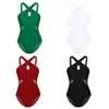 Stage Wear TiaoBug Women Dancewear Sleeveless Fishnet Splice Waist High Cut Sexy Bodysuit Sports Gymnastics Leotard Ballet Dance Costume